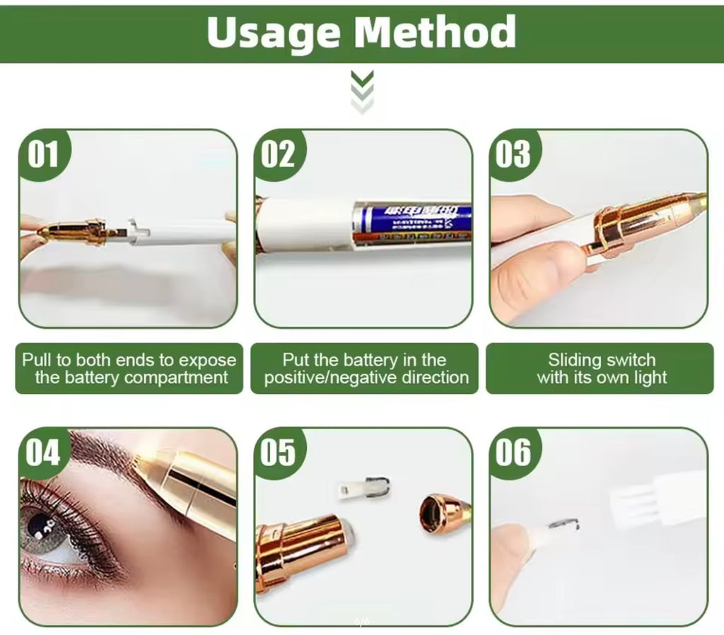 Portable Electric Eyebrow Trimmer Pen – Painless Precision Hair Remover