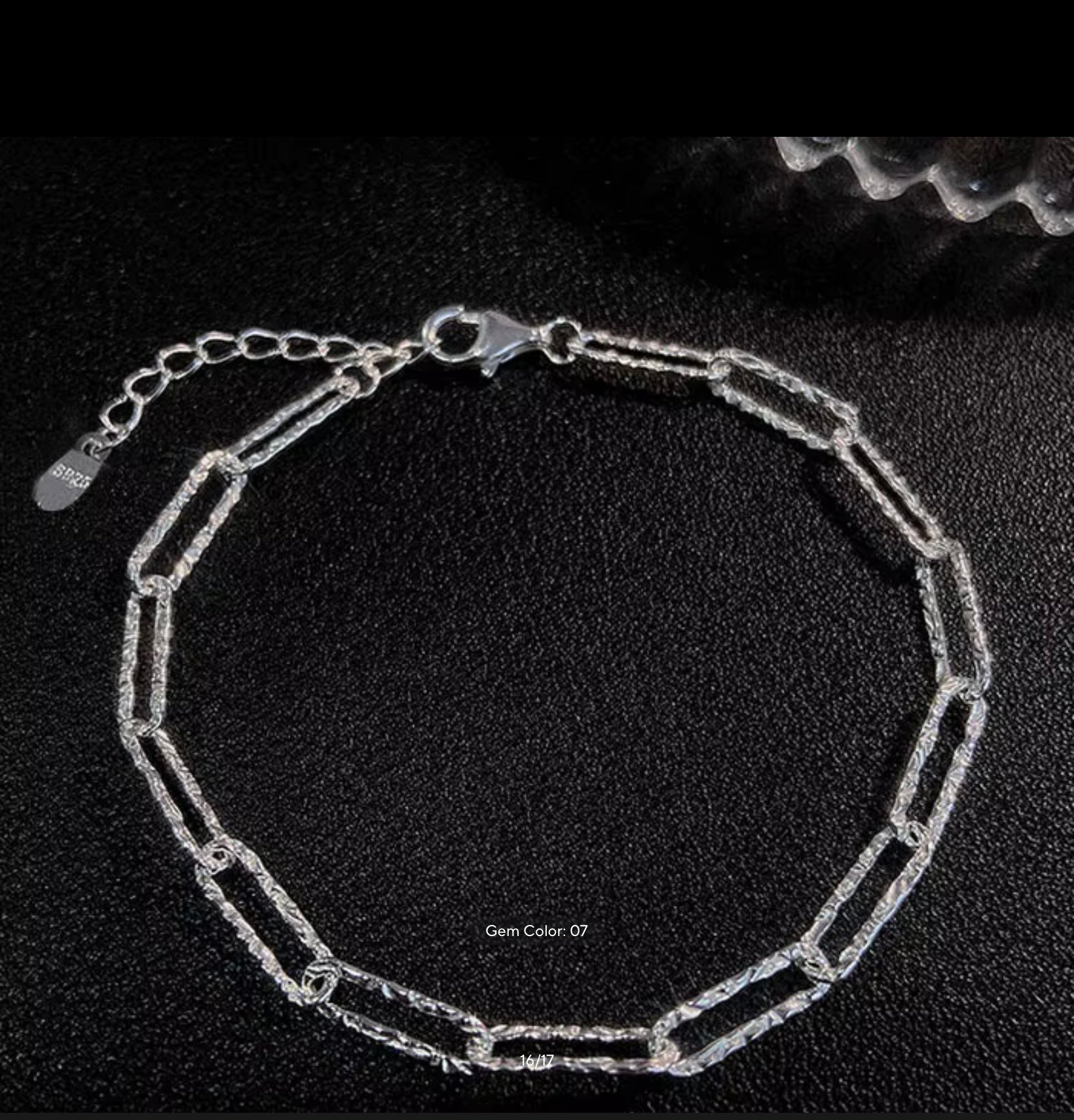 925 Sterling Silver Adjustable Crystal Bracelet